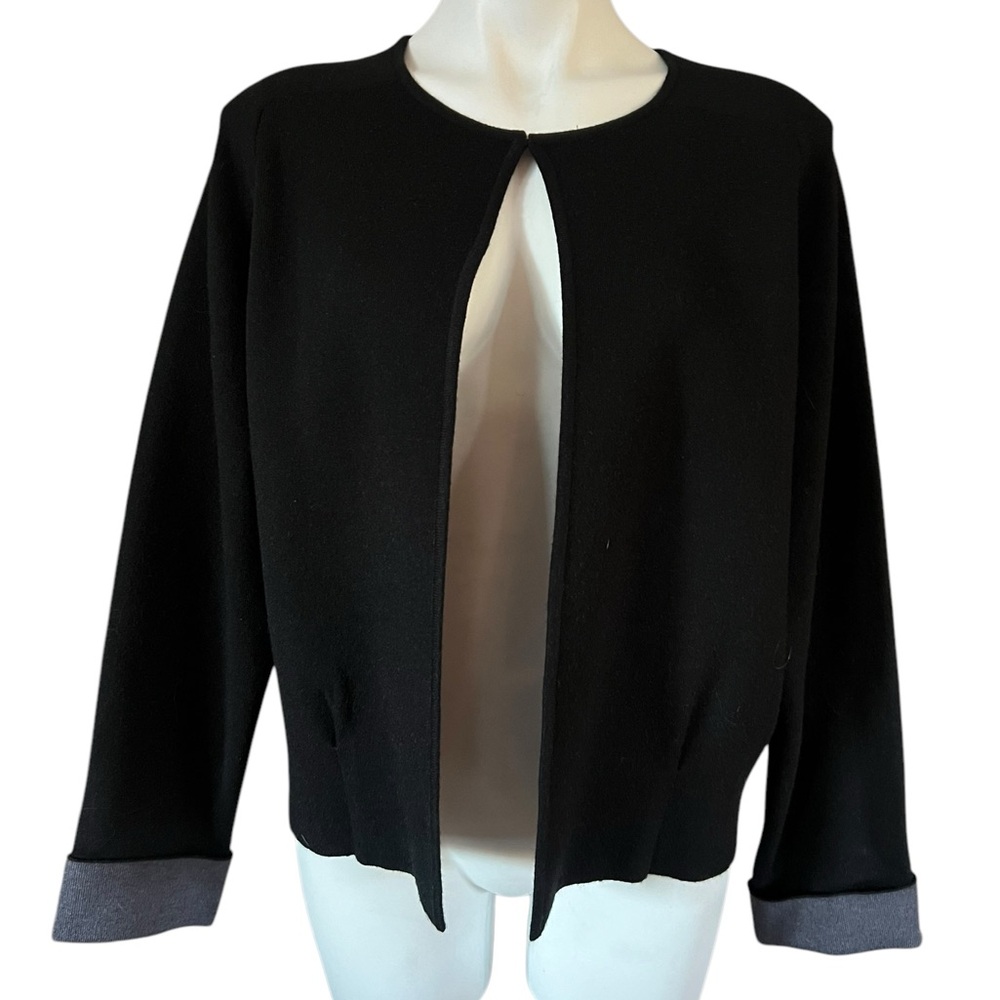 Premise Black Open-Front Jacket‎ with Contrasting Cuffs
